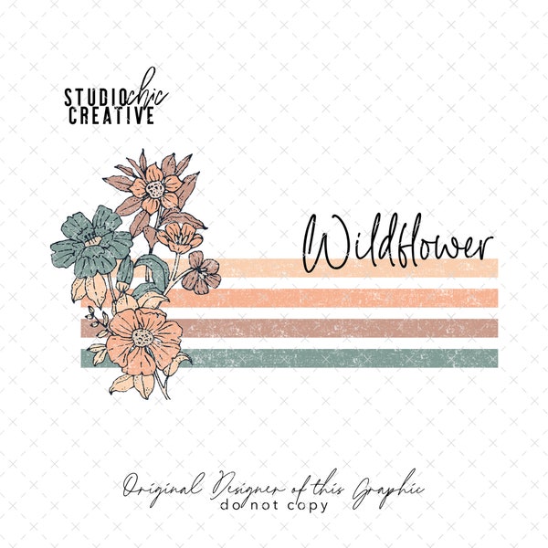 Wildflower PNG, Wildflower Shirt Design, Vintage Wildflower Sublimation, Vintage Wildflowers PNG, Boho PNG for T-Shirts