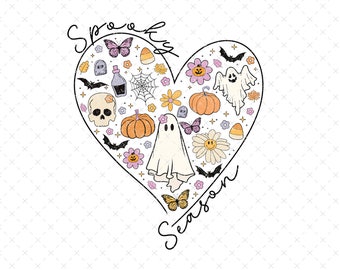 Spooky Season PNG, niedliches Halloween png, Mädchen Halloween Sublimation, Herbst png, Spooky Season png Design für T-Shirt, Kinder Halloween PNG