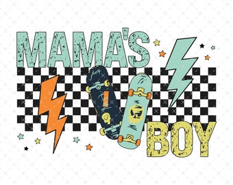 Retro Mama's Boy PNG, Skateboard PNG Mamas Boy, Boys Rock Sublimation, Boys Retro PNG for Shirts, Summer Mama's Boy png