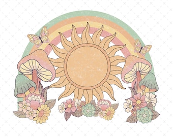 Sunshine PNG, Sublimación de primavera, Retro Spring PNG, Sublimación de verano, Groovy png para camisetas, Cottage Core PNG, Diseño de camisa de primavera