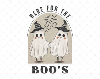 Pary Halloween PNG | Zabawny Halloween PNG | Sublimacja ducha Halloween w stylu vintage | Tutaj dla dorosłych z buczeniem PNG