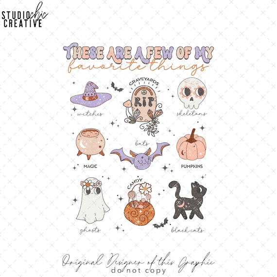 Cute Halloween PNG, Pink Halloween Sublimation, Kids Halloween PNG, Spooky Season PNG, These Are A Few Of My Favorite Things
