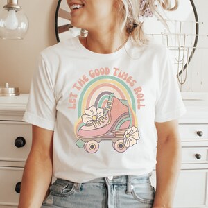 Vintage Let The Good Times Roll Sublimation Design,  Vintage Roller Skate PNG. Vintage Sublimation Designs for T-shirts. 70's vintage Sublimation designs for tumblers.