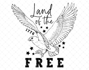 Vintage 4th of July PNG, Land of the Free PNG,  4th of July Shirt Design, Patriotic Sublimation, Grunge 4th of July png, Eagle png