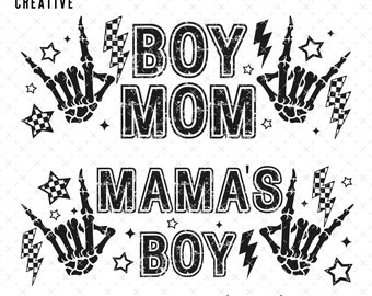 Boy Mom PNG and Mama's Boy PNG Bundle, Rocker Mom png, Matching Mom Sublimation, Boy Mom PNG for Shirts, Rocker png Mama's Boy, Skelton png