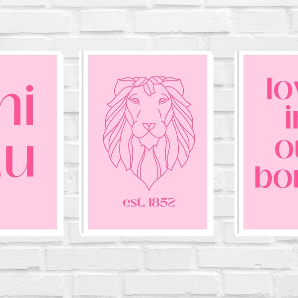 3 Piece Sorority Prints, Printable, Instant Download, Minimal Design, Perfect for Big/Little, Phi Mu