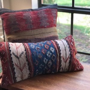 Vintage Kilim Cushion Cover: Reclaimed Turkish Wool Pillow