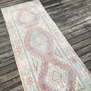 Hand Knotted Turkish Avanos Runner Rug: Vintage Tribal Medallion, 3&#39;7&quot;x9&#39;2&quot;