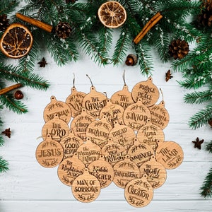 Names of Christ Ornaments Advent Calendar | Wood Advent Calendar Christmas Ornaments | Christ Centered Christmas Ornaments | Names of Jesus