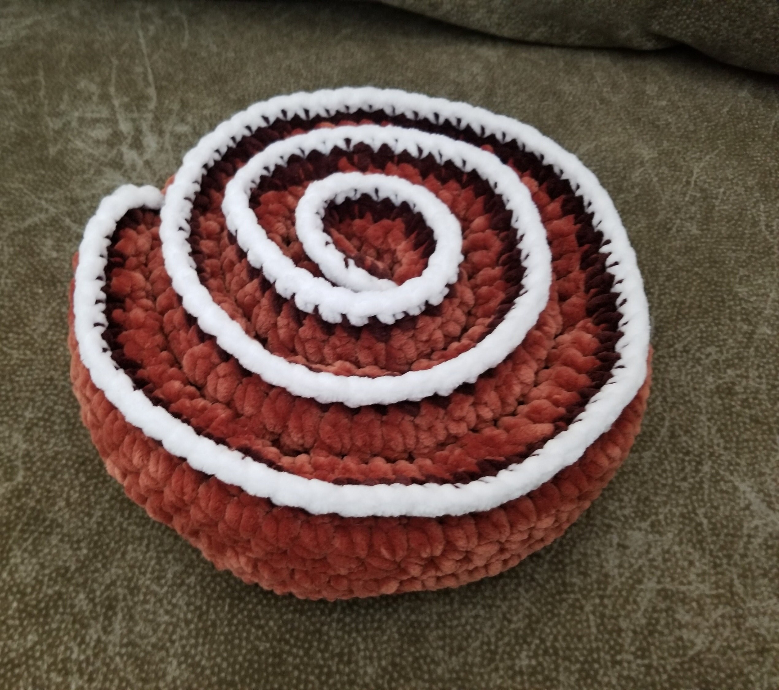Large Crochet Cinnamon Roll Pillow Plushie With Icing Etsy