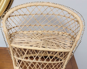 Vintage Mini Peacock Wicker Loveseat