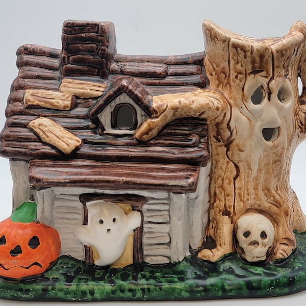 Ceramic Lighted Halloween House Etsy