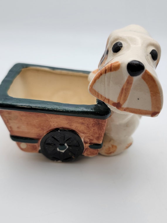 Japan Porcelain Dog With Wagon Planter Etsy