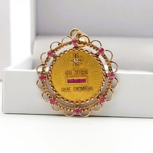Colgante Medallon Augis Vintage Auténtico de Oro Macizo 18k con Rubíes - Envío Gratis - Leer Descripción