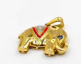 Vintage 18k Solid Gold Lucky Elephant Pendant