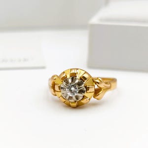 0.07 ct diamond ring, 18k yellow gold ring, vintage ring, vintage engagement ring