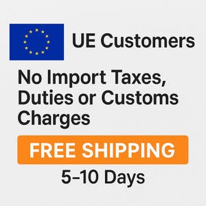 May include: Image with the text "UE Customers" and "No Import Taxes, Duties or Customs Charges". Below is a bright orange rectangle with the words "FREE SHIPPING".