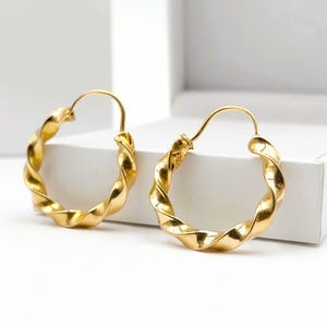 Vintage Earrings, 18 carats Gold Earrings, Yellow Gold Earrings, Braided Earrings, Large Gold Earrings, Gold Hoop Earrings,