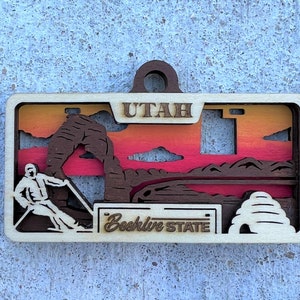 Utah State Plate Ornament | Personalized Utah Gift | Christmas Tree Ornament | Handmade New Year Gift | Holiday Ornament | PG