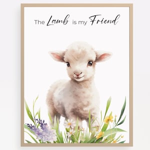 The Lamb my friend, Christian Kids Room Decor, Cute Easter Lamb Digital Art, Christian Easter Nursery Decor, Fun Easter Decor, Easter Gift