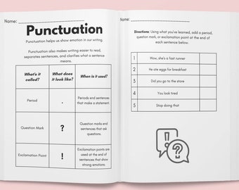 Question Marks, Exclamation Marks, and Periods | Punctuation School Worksheet PDF | English Language Worksheet