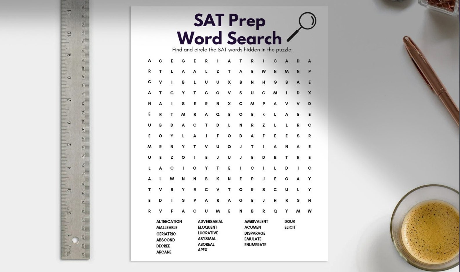 SAT Word Search PDF English Language College Prep High School Test ...