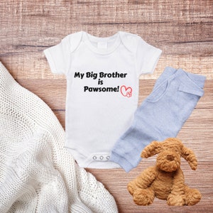My Big Brother is Pawsome Baby Onesie - Dog Sibling Gift