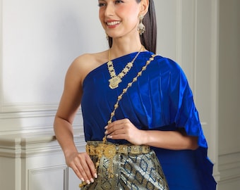 Buy Royal Blue Thai Dress: Sabai Sinh Outfit Online in India