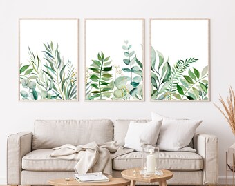 Watercolor Leaves Print, Botanical Wall Art (Digital Download)