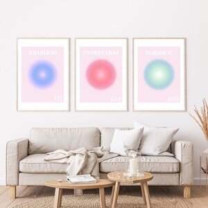 Angel Numbers Set Of Three Prints, Cute Feminine, Pink, Affirmation Printable, Intuition, Protection, Balance, Poster, DIGITAL DOWNLOAD, ART