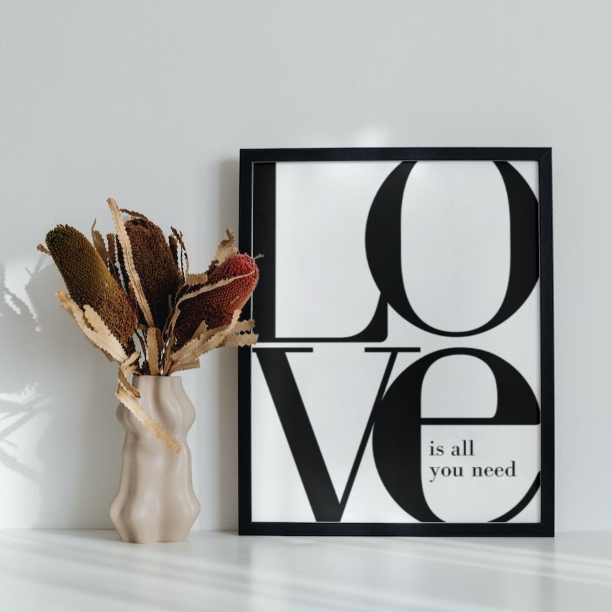 Love is All You Need Wall Art, DIY Printable Romantic Quote Print