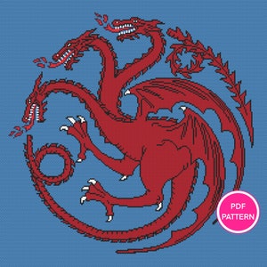 Dragon Cross Stitch Pattern | Digital Art Cross Stitch | Counted Cross Stitch Chart | PDF Instant Download