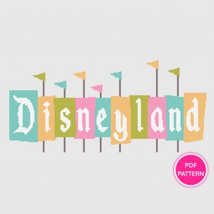 Disneyland Sign Cross Stitch Patterns | Digital Art Cross Stitch | Counted Cross Stitch Chart | PDF Instant Download