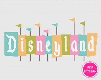 Patrón de punto de cruz del letrero de Disneyland / Arte digital DIY (patrón PDF)