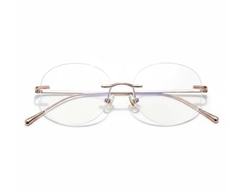 Ultra-Light Titanium Round Rimless Eyeglasses - Prescription Ready Optical Frames