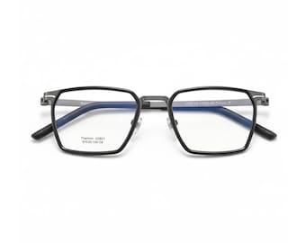 Montura poligonal de titanio ultraligera para gafas con protección contra la luz azul