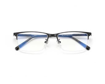 Pure Titanium Half Frame Square Eyeglasses - Business Optical Prescription Frame