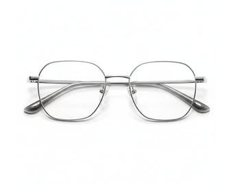 Montura de gafas metálica multifacética retro - Fotosensible, apta para prescripción médica