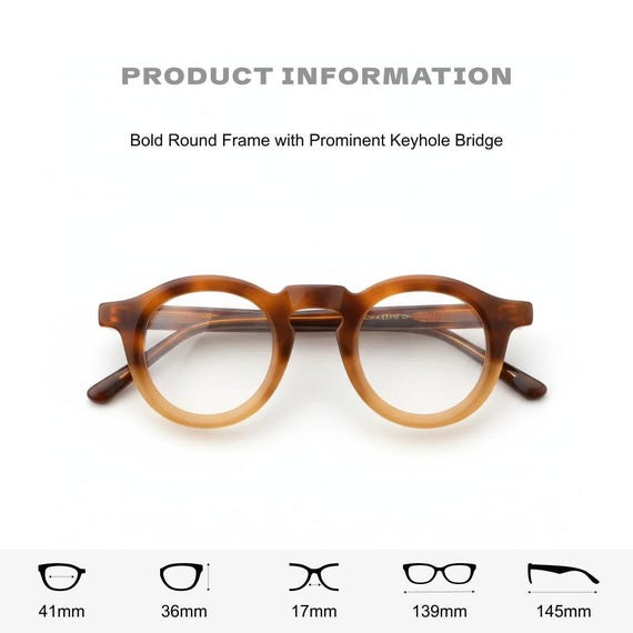 Retro Round Acetate Eyeglasses - Unisex Optical Prescription  display picture 1