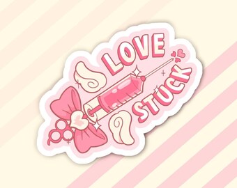 Matte Sticker - Heart - Kei - Love - Lovecore - Decal - Kawaii - Cute - Vinyl - Waterproof - Valentine's Day - Romantic - Pink - Syringe