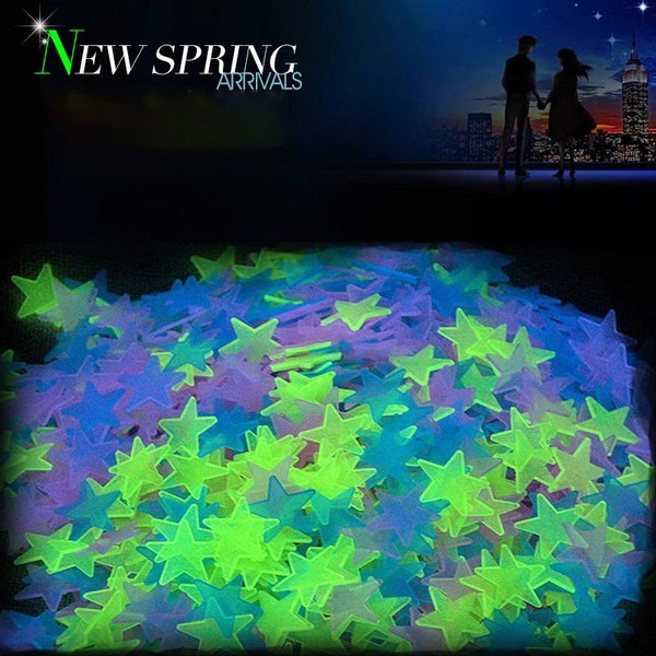 Luminous 3D Stars Glow In The Dark Wall Stickers For Kids Baby Rooms Bedroom Ceiling Home Decor Fluorescent Star Stickers