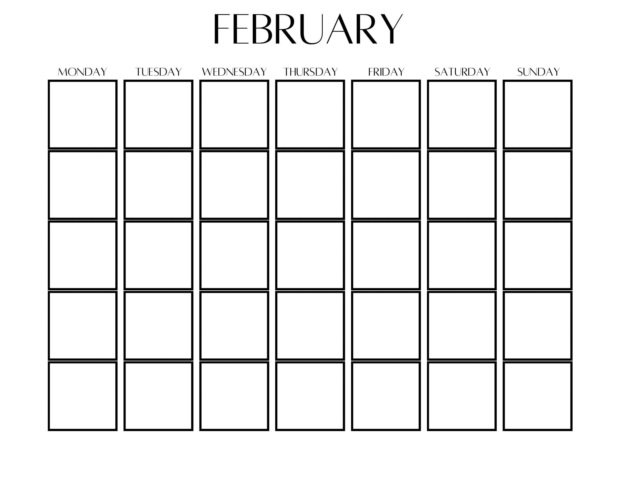 Printable Monthly Blank Calendar Size 11 X 8 5 Inches Etsy printable-monthly-blank-calendar-size-11-x-8-5-inches-etsy