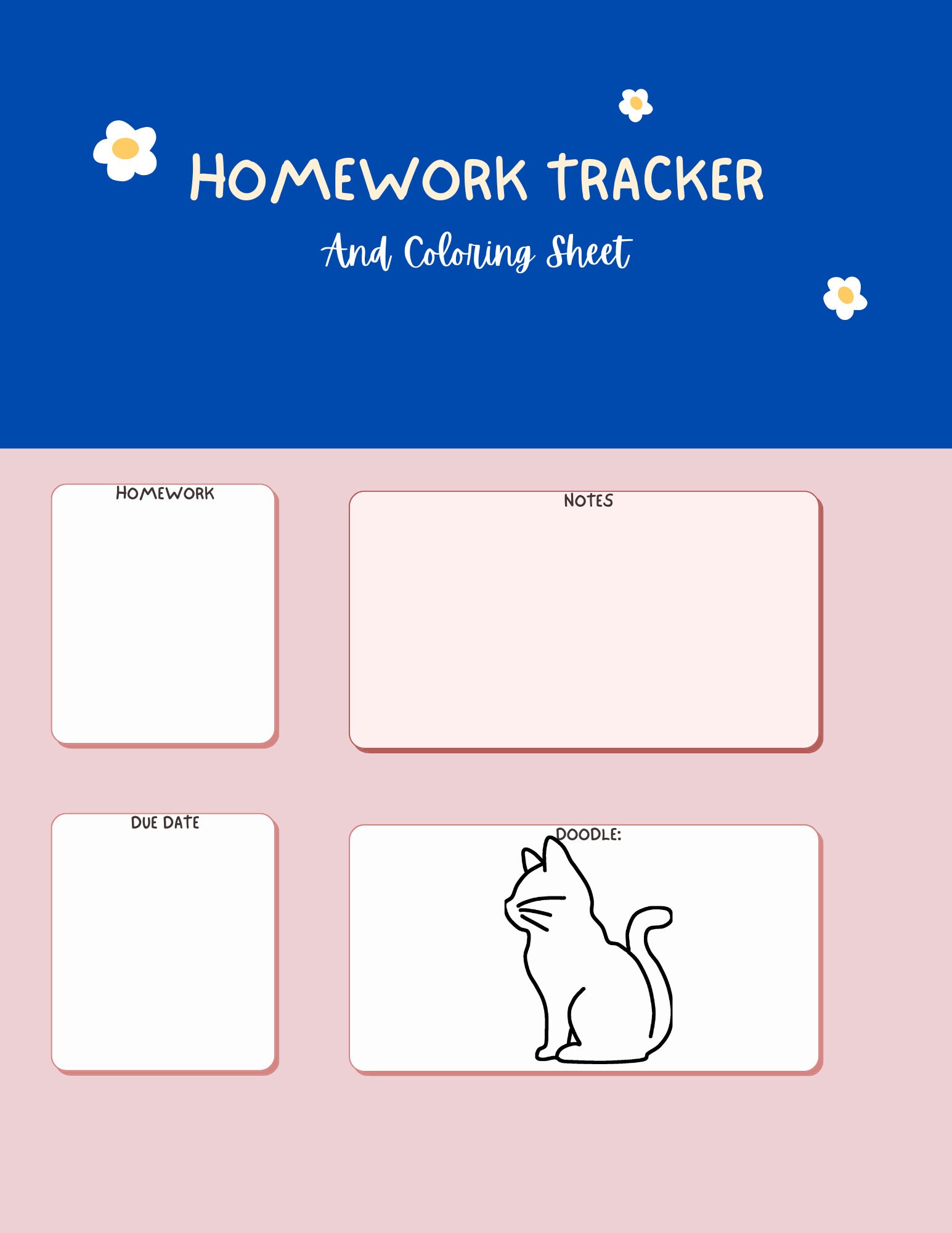 Coloring Homework Kid's Homework & Animal Coloring Sheet, Printable School Homework ...