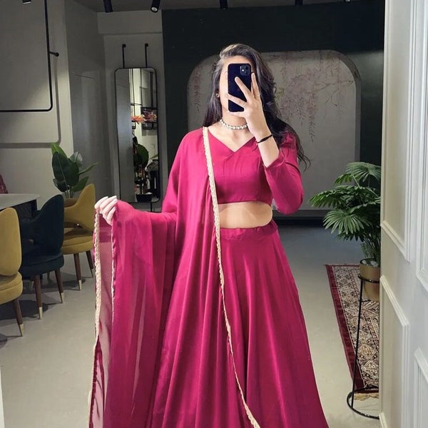 Indian Designer Pink Color Rangoli Silk Wedding Party Wear Lehenga Choli Dupatta Blouse for Girls Custom Made to order Plus Size Lengha