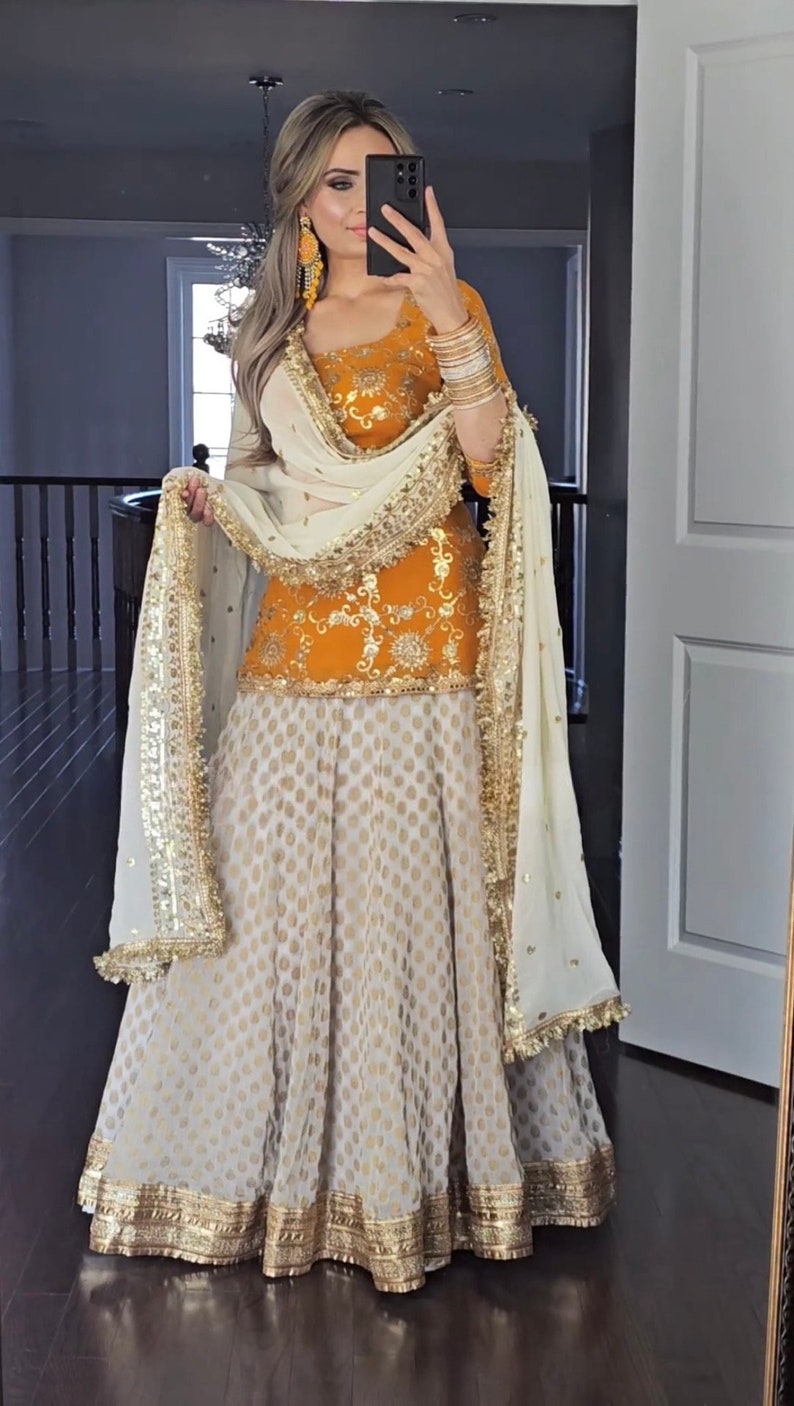 Muslim Yellow Lehenga Choli Designer Indian Outfits, Punjabi Suit EID special Festival Clothing, Salwar Kameez Readymade Partywear image 5