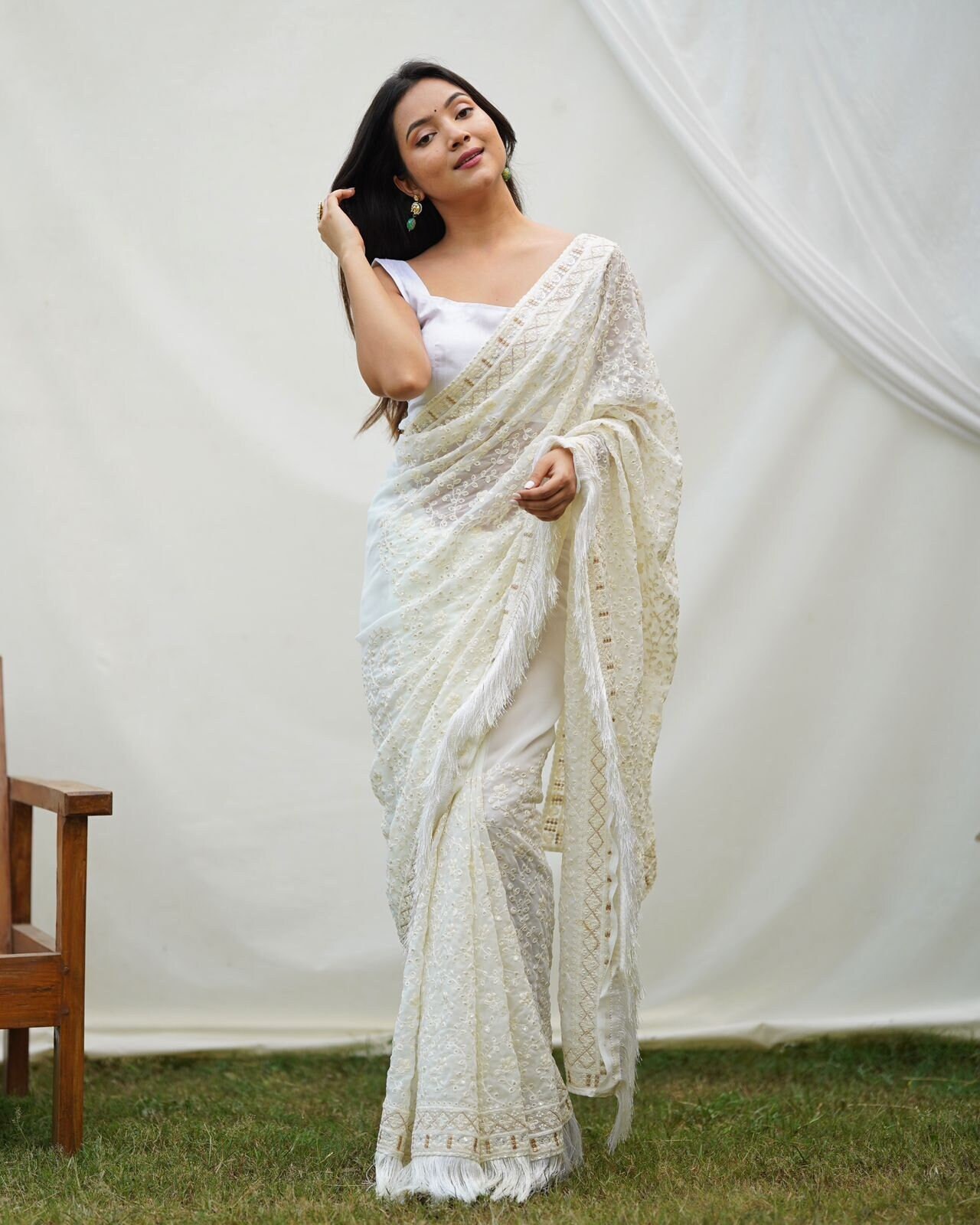 White designer sarees 2025 for wedding