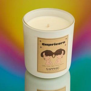 Vela astrológica Sapphic Flames Zodiac - Vela 100% cera de soja Capricórnio Horóscopo Mapa Astral - Presente para amantes da astrologia