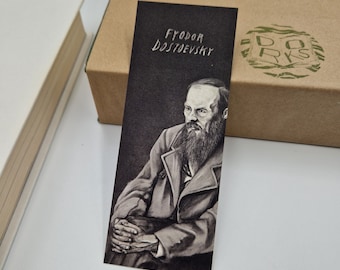 Fyodor Dostojewski Lesezeichen, Dostojewski Merch, Illustriert, 2-seitig, Premium Qualität Klassische russische Literatur Lesezeichen