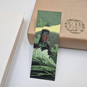 Weird Bookmark, Illustrated Bookmarks, &quot;Spooky Lighthouse&quot; 2-sided Premium Quality Bookish Gift