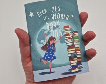 World Book Day Card, Bookish Greetings Cards, Cute Literary Illustrated Premium Quality Gift
